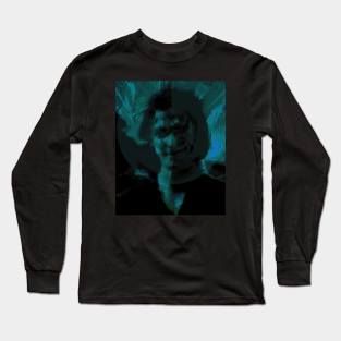 Portrait, digital collage and special processing. Man, like in night dreams. Demon. Aquamarine. Long Sleeve T-Shirt